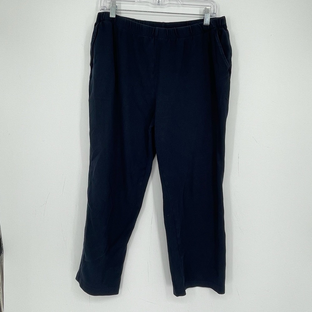 Lands' End Women's Navy Stretch Elastic Waist Straight Leg Pull On Pants Size LP